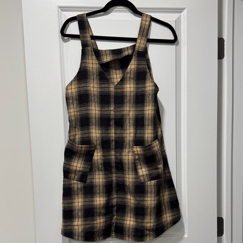 SHEIN Black and Tan Plaid Dress
